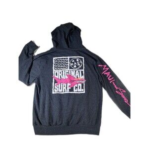 Maui & Sons Mens XL Full Zip Dark Gray Hoodie Sweatshirt Surf Shark